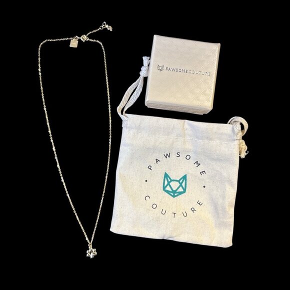 Pawsome Couture Teeny Tiny Paw Necklace 15-17 Inches - 18K Gold Vermeil - Picture 1 of 3